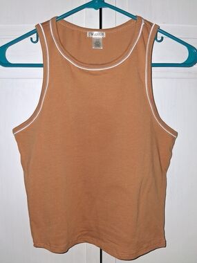 Bozzolo Women's Camel Tank Top with White Trim